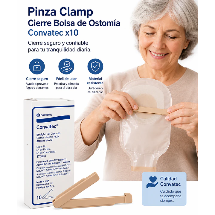 Pinza Clamp Cierre Bolsa Ostomía Convatec x10 4