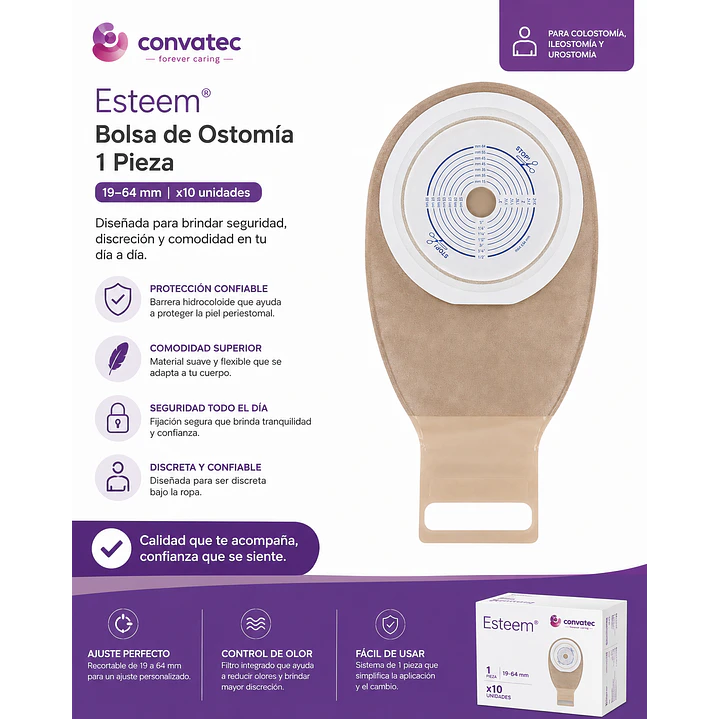 Bolsa Esteem Convatec 1 Pieza 19-64mm x10 Pack x2 7