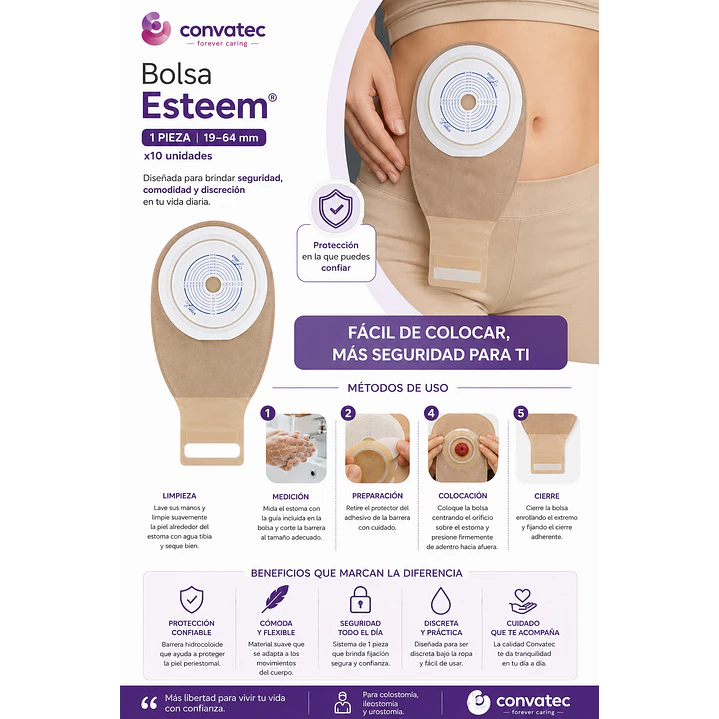 Bolsa Esteem Convatec 1 Pieza 19-64mm x10 Pack x2 6