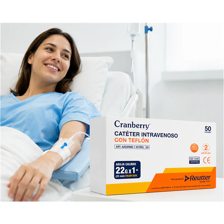 Cateter Intravenoso con teflón 22g x1 25mm Caja x50 2