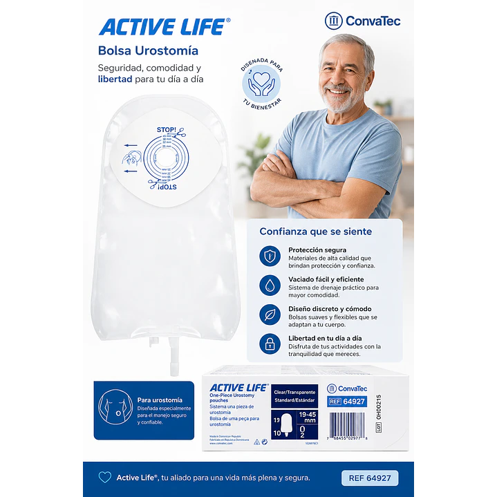 Bolsa Urostomía Active Life Convatec 19mm x10 Pack x2 4