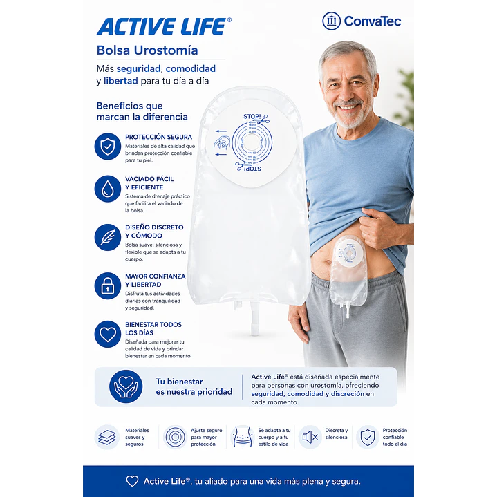 Bolsa Urostomía Active Life Convatec 19mm x10 Pack x2 6