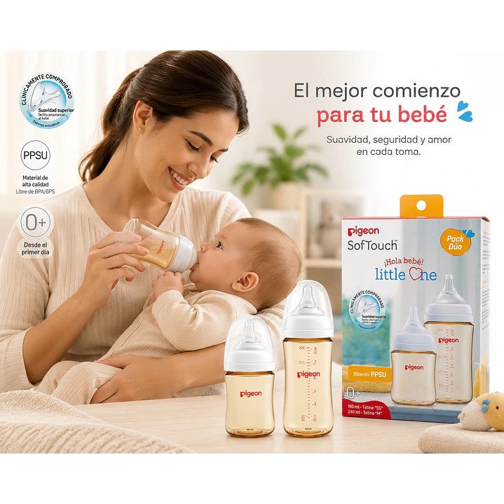 Set de Regalo Bebe Pigeon SoftTouch PPSU Little One 2