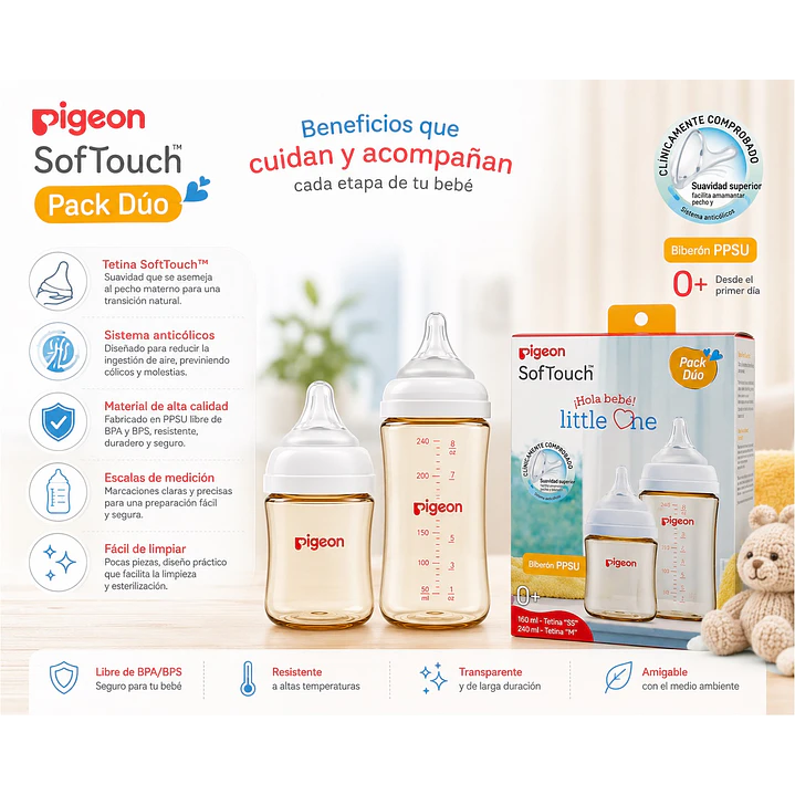 Set de Regalo Bebe Pigeon SoftTouch PPSU Little One 3