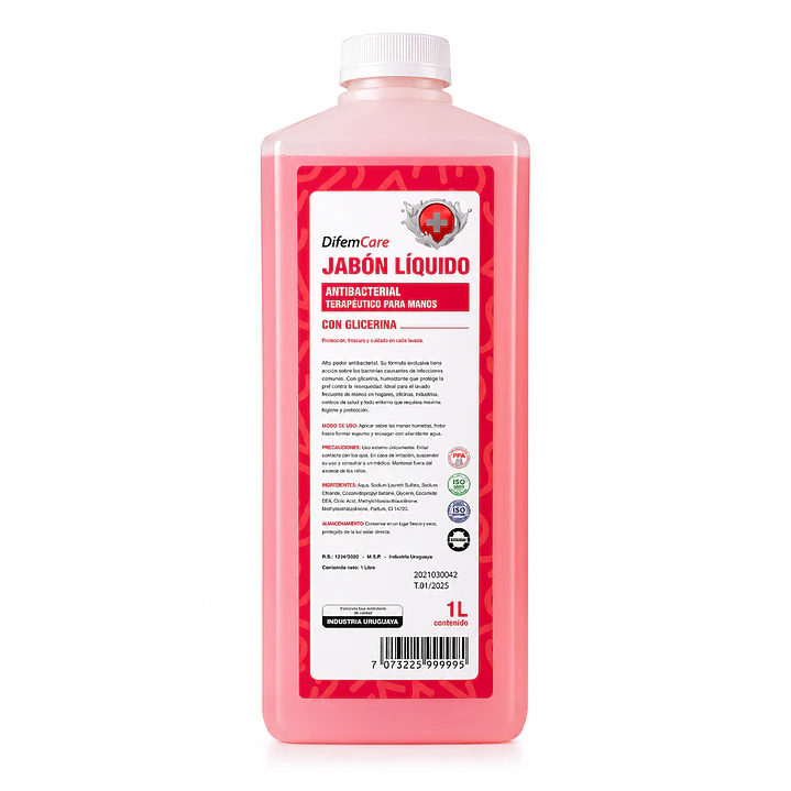 Jabon Liquido Antibacterial Con Glicerina Difem Care 1 L 1