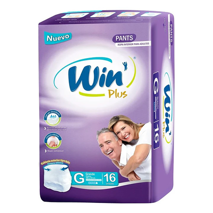 Pañales Win Plus Pants Adulto Alta Absorción Talla G x16 Pack x3 3