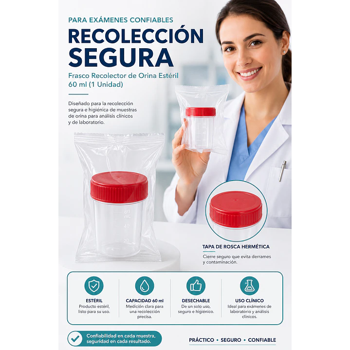 Frasco Recolector De Orina Esterial 100ml Caja X250  5