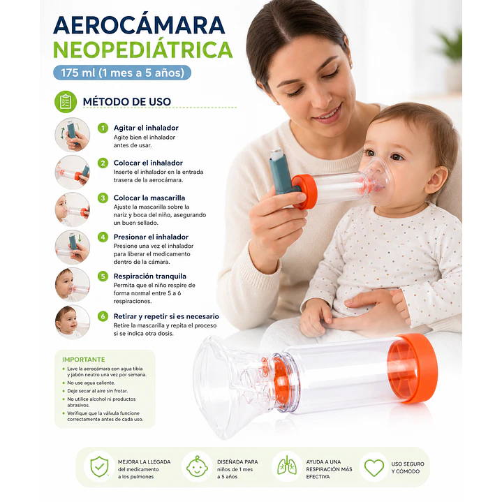 Aerocámara Neopediatrica (1 Mes A 5 Años) 175ml  5