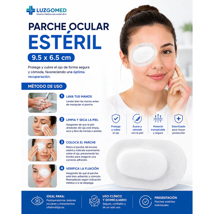Parche Ocular Esteril 9.5x6.5mm Caja x50 6