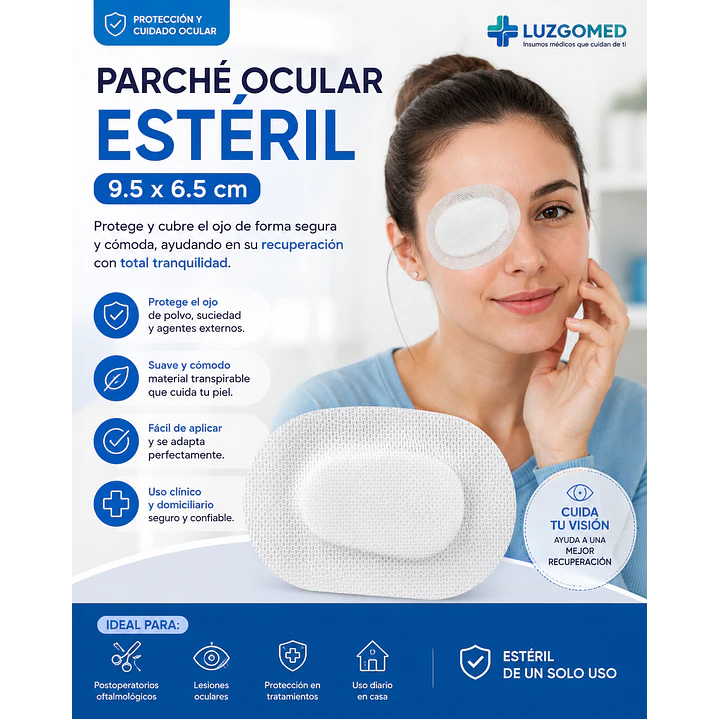 Parche Ocular Adulto 8.5 x 6.0 cm Hipoalergénico Pack x25 4