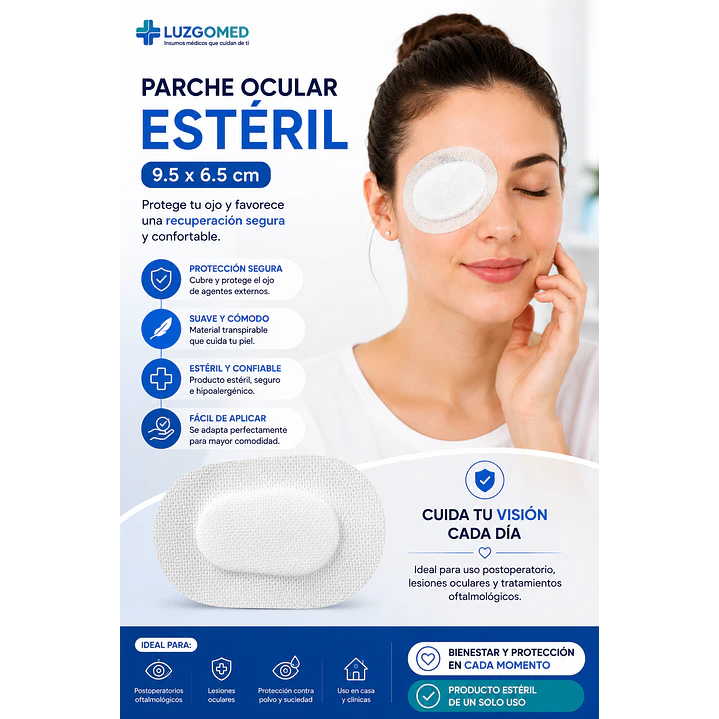 Parche Ocular Adulto 8.5 x 6.0 cm Hipoalergénico Caja x50 5