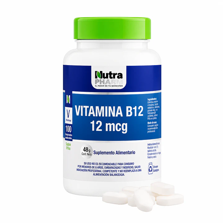 Vitamina B12 Nutrapharm X100 Comprimidos Masticables Premium  2