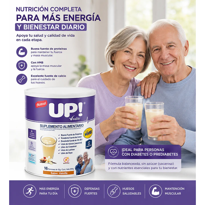 Vivalite Up Con Hmb Suplemento Alimentario Vainilla 900g Caja x6  3