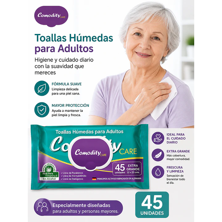 Toallas Húmedas Adultos Comodity Care Extra Grande X45 6