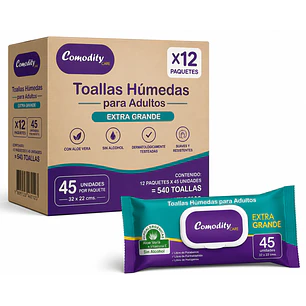 Toallas Húmedas Adultos Comodity Care Extra Grande X45 Caja X12