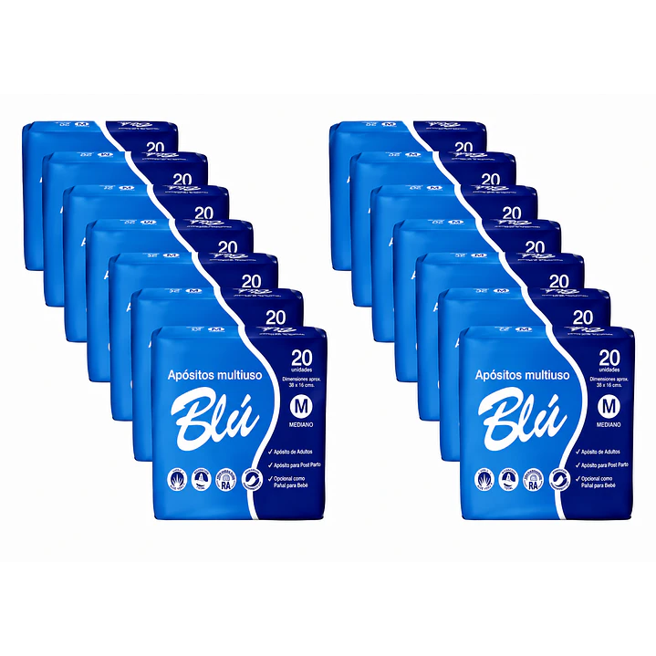 Apósito Blu Toalla Postparto Talla M X20 Unidades Pack X14 1