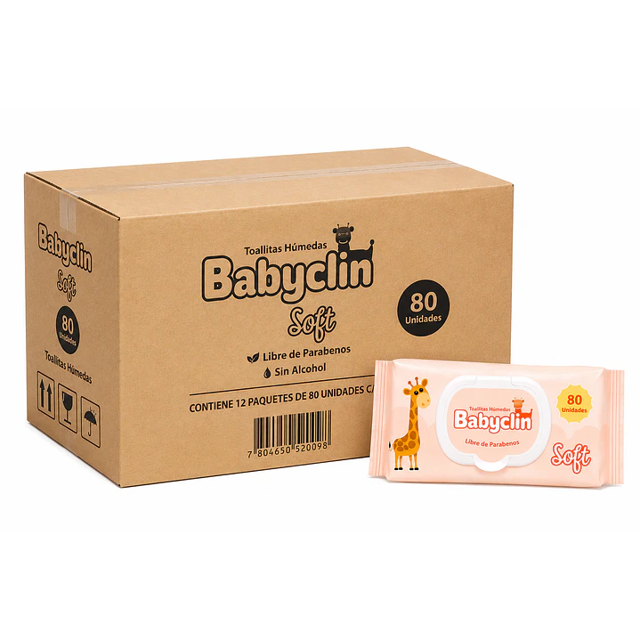 Toallas Húmedas Babyclin Soft X80 Unidades Caja X12 1
