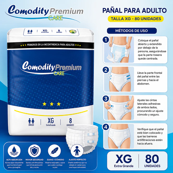 Pañal Para Adulto Comodity Premium Talla Xg - 80unidades 5