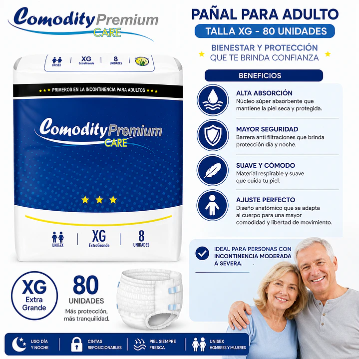 Pañal Para Adulto Comodity Premium Talla Xg - 80unidades Pack X5 4