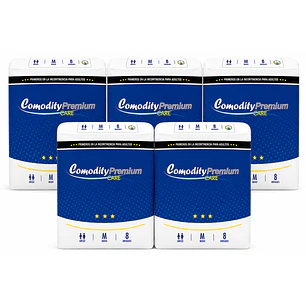 Pañal Adulto Comodity Premium Talla M 8 Unidades Talle Mediano Pack X5
