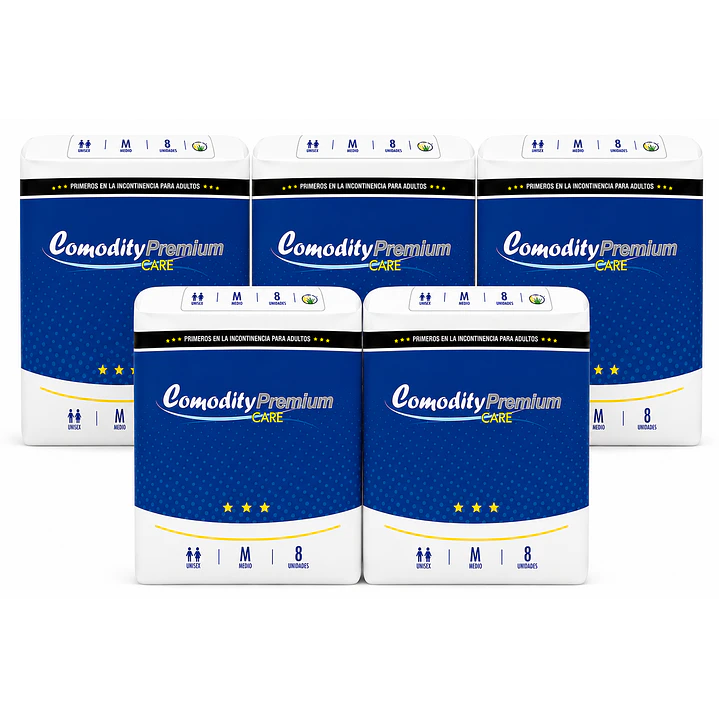 Pañal Adulto Comodity Premium Talla M 8 Unidades Talle Mediano Pack X5 1