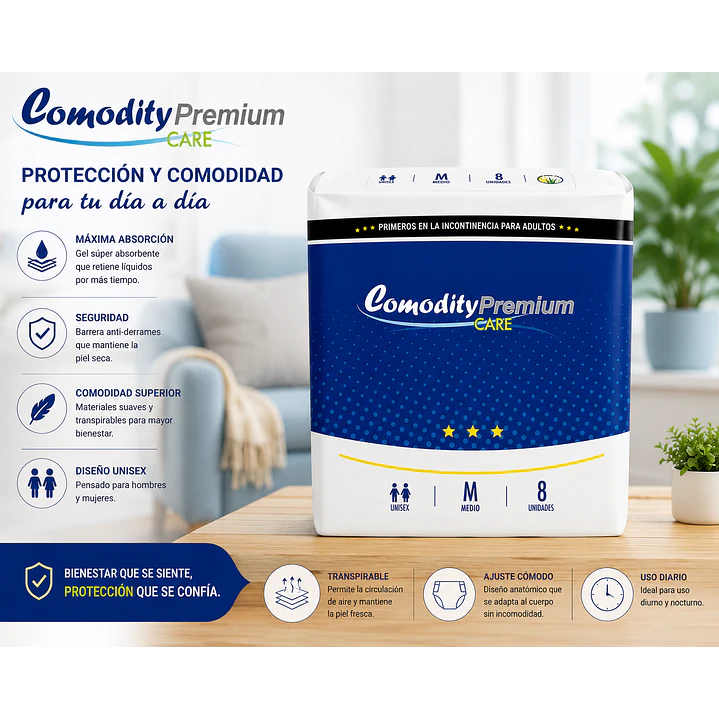 Pañal Adulto Comodity Premium Talla M 8 Unidades Talle Mediano Pack X10 4