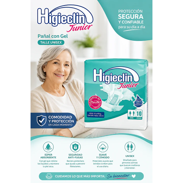 Pañal Higieclin Junior 10 Unidades Con Gel Talle Unisex 4