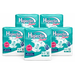 Pañal Higieclin Junior 10 Unidades Con Gel Talle Unisex Pack X5