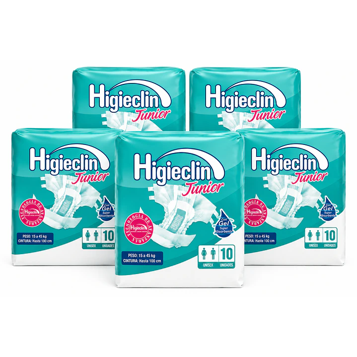 Pañal Higieclin Junior 10 Unidades Con Gel Talle Unisex Pack X5 1