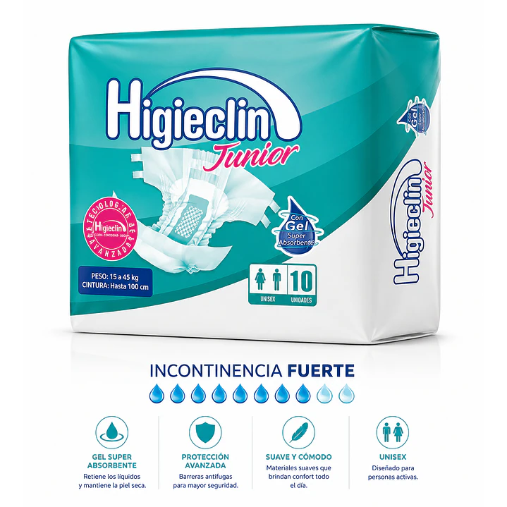 Pañal Higieclin Junior 10 Unidades Con Gel Talle Unisex Pack X10 3