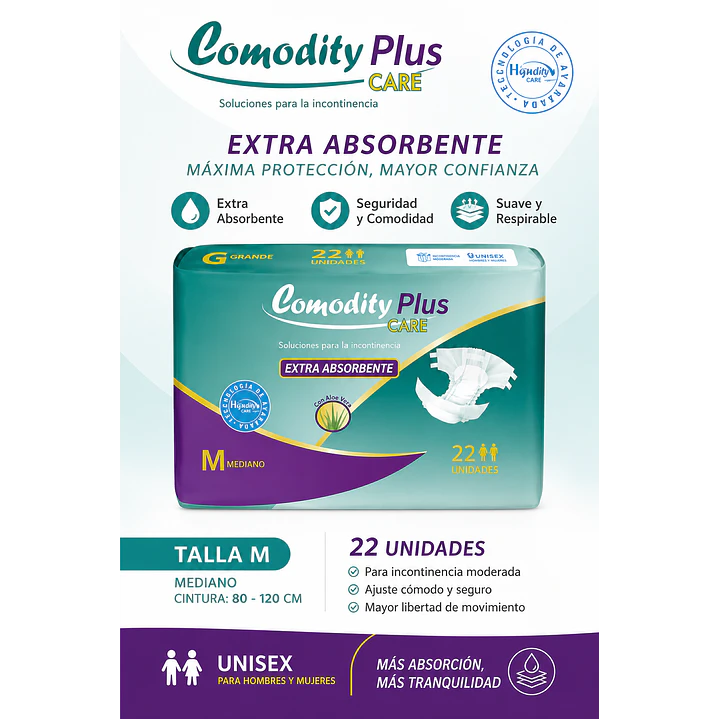 Pañales Comodity Plus Care Talla M X22 Unidades 4