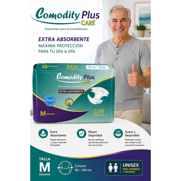 Pañales Comodity Plus Care Talla M X22 Unidades 5