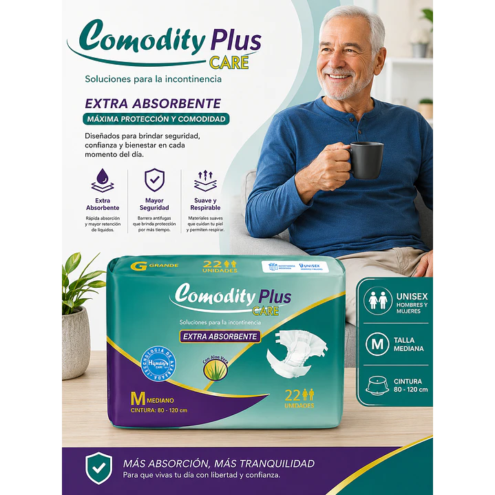 Pañales Comodity Plus Care Talla M X22 Unidades 7