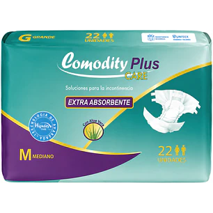 Pañales Comodity Plus Care Talla M X22 Unidades