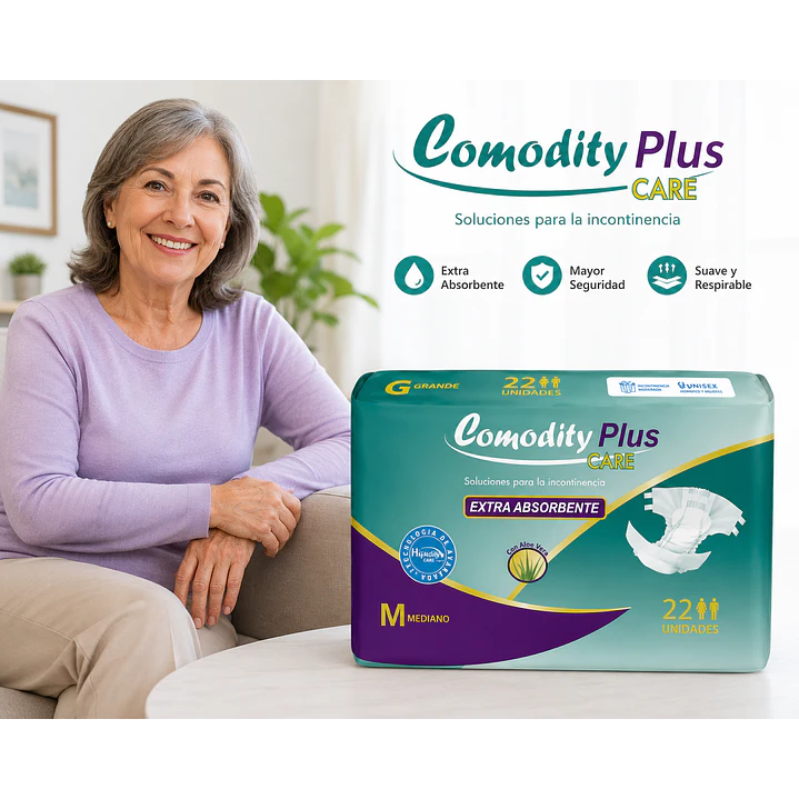 Pañales Comodity Plus Care Talla M X22 Unidades Pack X4 3