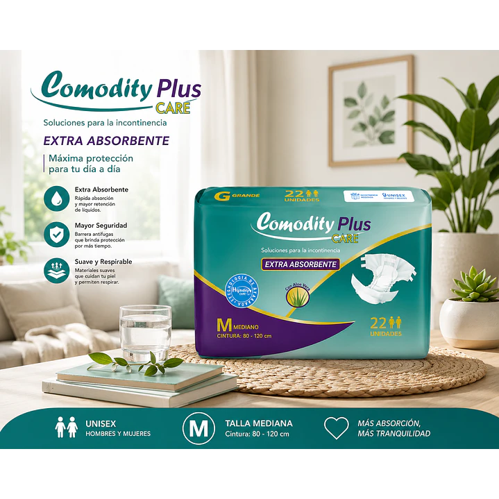 Pañales Comodity Plus Care Talla M X22 Unidades Pack X4 6