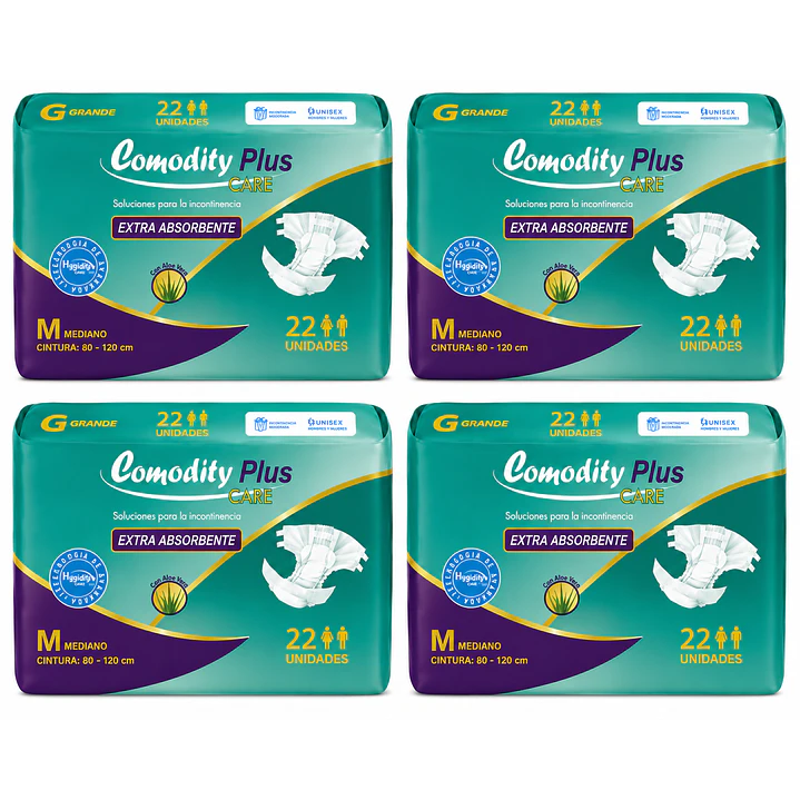Pañales Comodity Plus Care Talla M X22 Unidades Pack X4 1