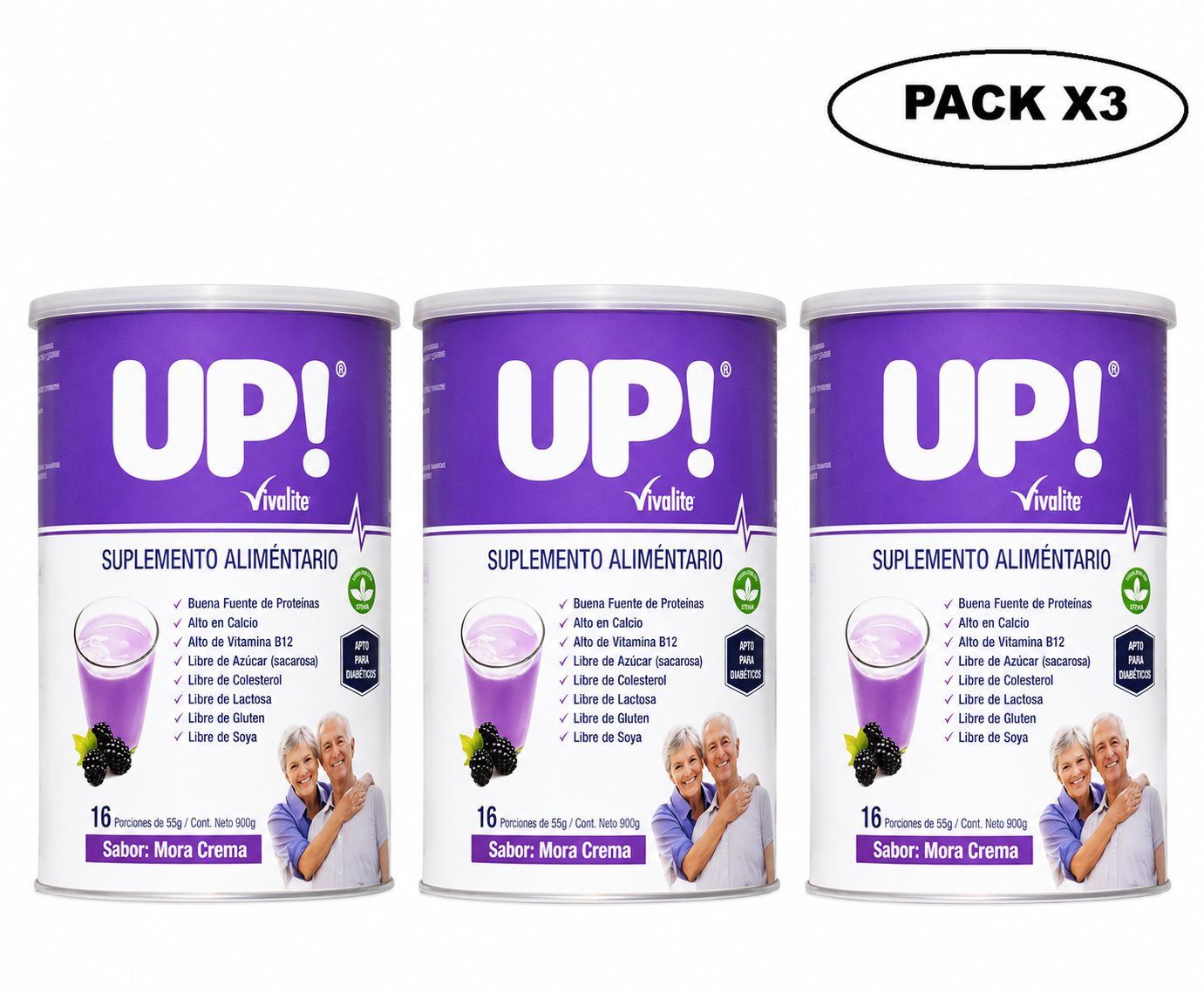 Vivalite Up Suplemento Alimentario 900g Pack x3
