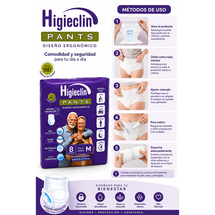 Comodity Pañal Tipo Calzon Talla M - 8uds Talla Mediano Pack X5 4