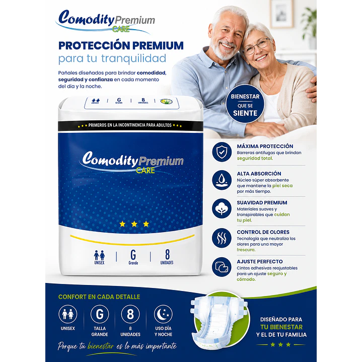 Pañales Comodity Premium Talla G X8 Unidades 3