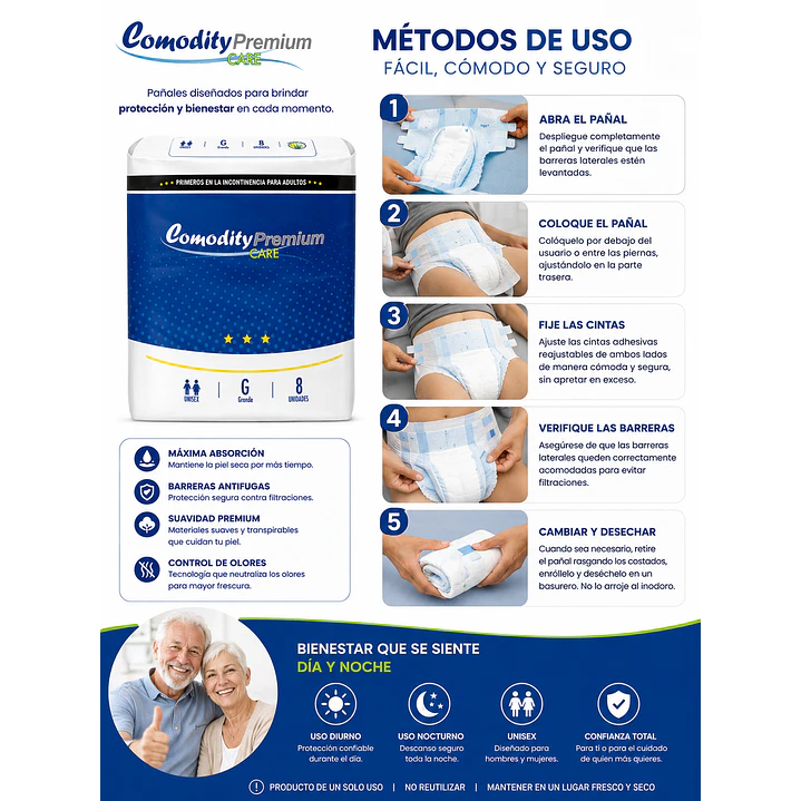 Pañales Comodity Premium Talla G X8 Unidades 4