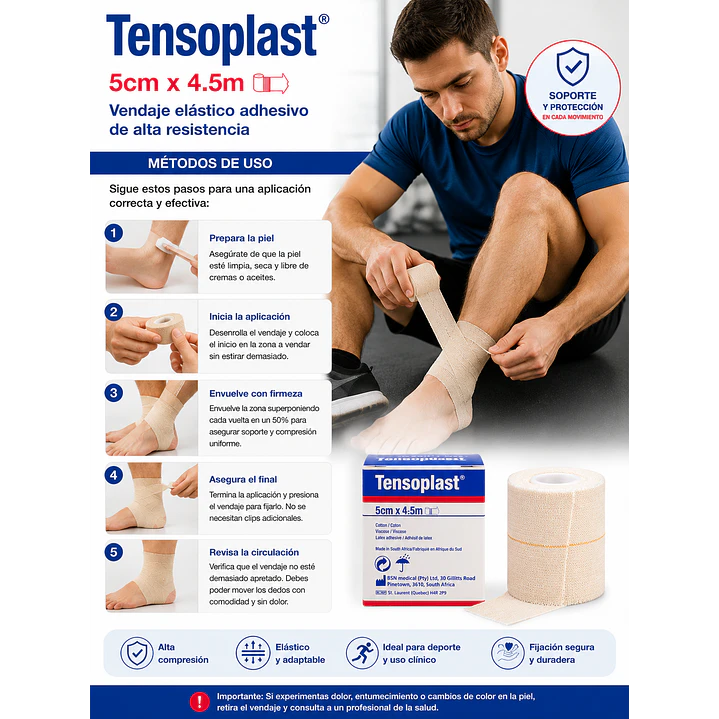  Vendaje Elástico Adhesivo Tensoplast 5cm X 4.5m  5