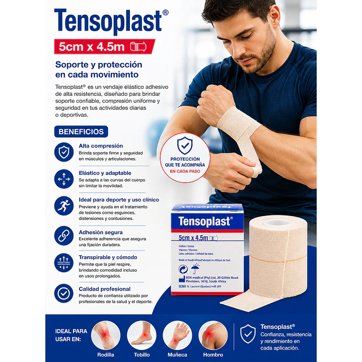  Vendaje Elástico Adhesivo Tensoplast 5cm X 4.5m  6
