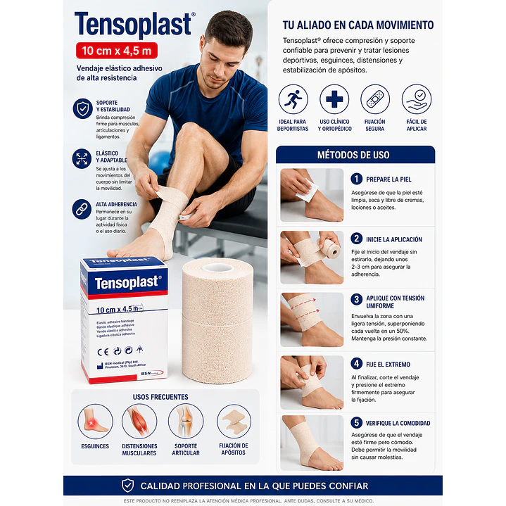 Tensoplast 10x4.5 Vendaje Elastico Adhesivo 5