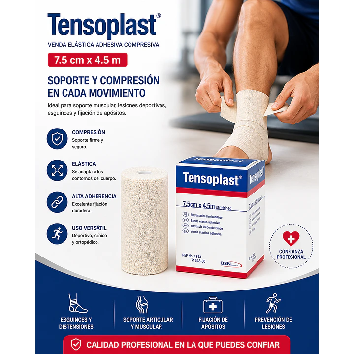 Venda Adhesiva Compresiva Tensoplast 7.5cm X4.5m Bsn Medical 3