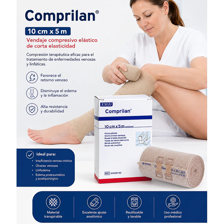 Venda Compresiva Jobst Comprilan 10 Cm X 5 M Color Piel 4