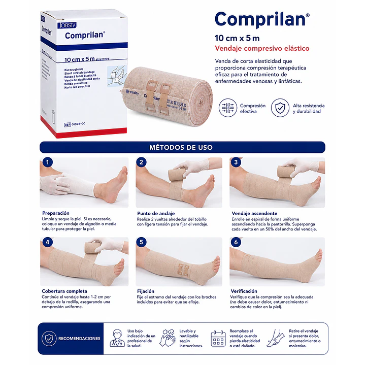 Venda Compresiva Jobst Comprilan 10 Cm X 5 M Color Piel 5