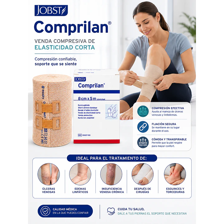 Venda Compresiva Jobst Comprilan 8 Cm X 5 M Color Piel 6