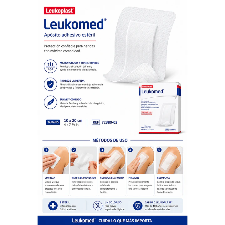  Aposito Microporoso Esteril Leukomed 10x20cm Caja X50 7