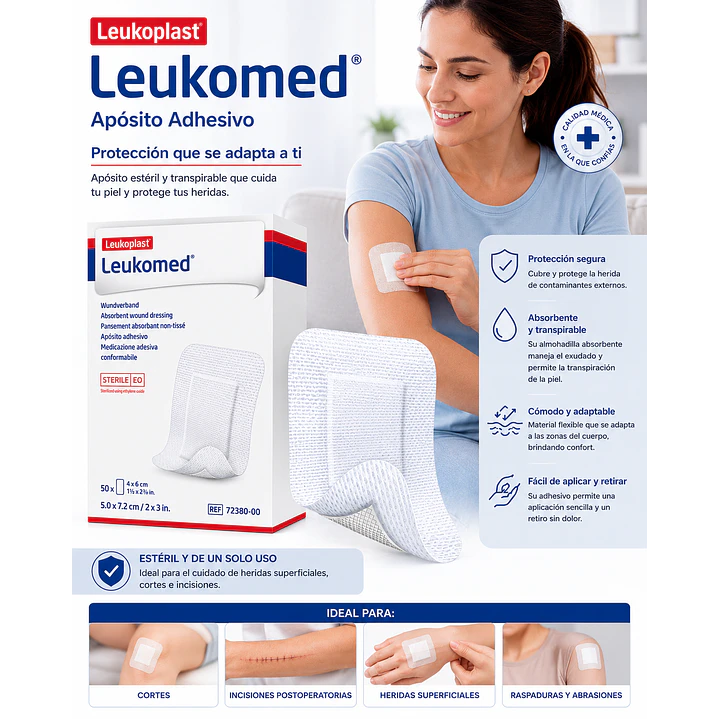  Apósito Adhesivo Leukomed 5x7.2cm Pack X5 7